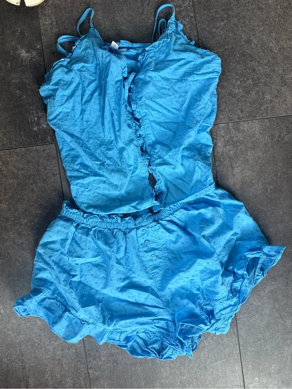 Colsie Light Blue Ruffle Cami & Shorts Pajama Set - Picture 2 of 2
